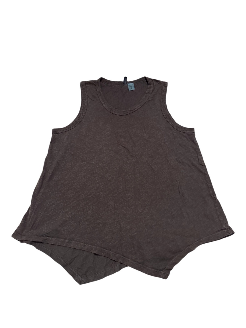 Left of Center Anthropologie Brown Asymmetrical Tank Top Scoop Neck 100% Cotton